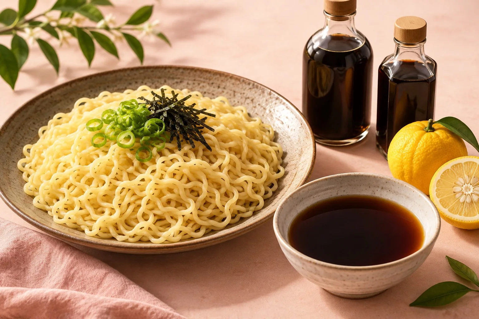 Illustrative Japanese noodles and sauces